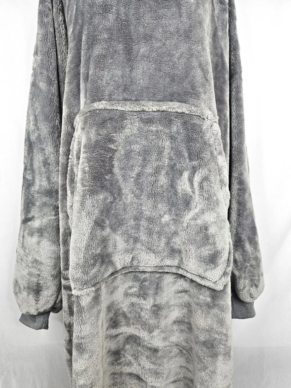 Oversized Hooded Wearable Blanket | Plush Gray Blanket Hoodie | One Size